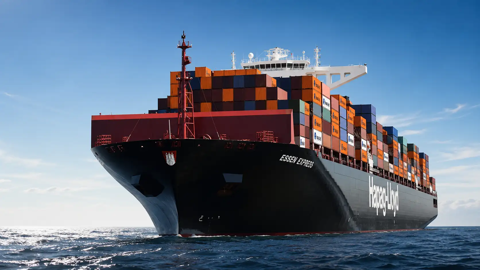 Container cargo ship at sea